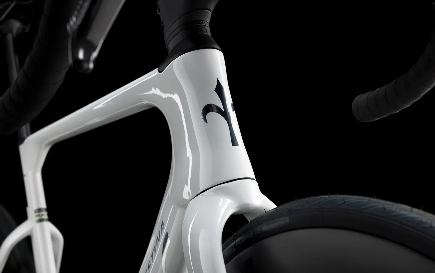 Detalle del tubo frontal de la Filante SL, con el logo de Wilier.