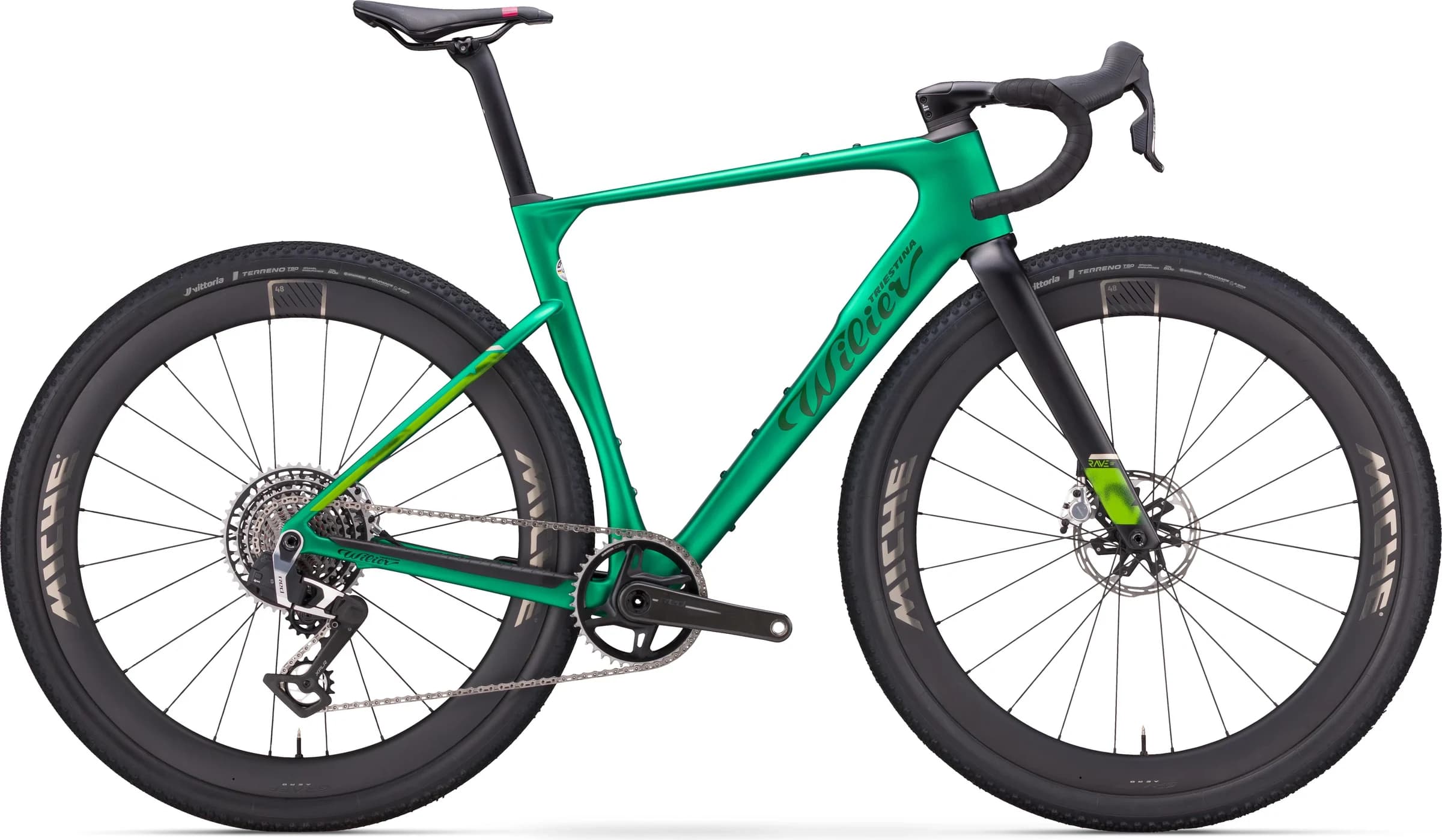 Rave SLR en V10 Pixel Green, de perfil, en estudio.